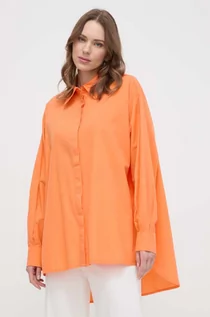 Koszule damskie - Silvian Heach koszula bawełniana damska kolor pomarańczowy relaxed z kołnierzykiem klasycznym - grafika 1