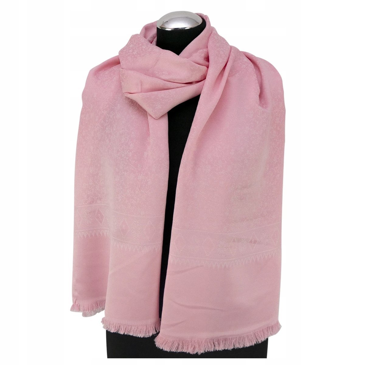 Szal Damski Jedwabny Uwodzicielski Subtelny Aksamitny Turecka Pudrowa Róża