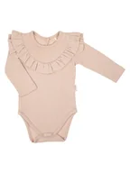 Body dla niemowląt - Dziewczęce Body bawełniane długi rękaw Beżowe Nicol,r.56 - miniaturka - grafika 1