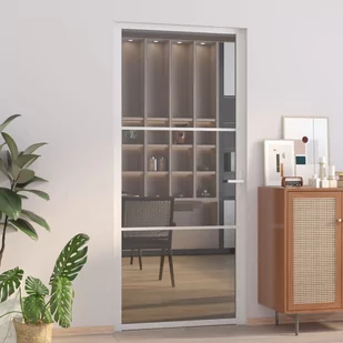 vidaXL Drzwi wewnętrzne, 93x201,5 cm, białe, szkło ESG i aluminium - Dekoratorstwo - miniaturka - grafika 1