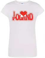 Koszulki i topy damskie - T-SHIRT DAMSKI PREZENT PATRIOTYCZNA POLSKA KOSZULKA DAMSKA BIAŁA R-XXL  MODEL  A84 - miniaturka - grafika 1