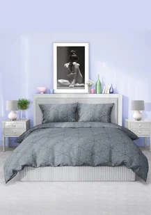 Komplet pościeli 220X200+2x70X80 mikrofibra satynowa niebieska - Pościel - miniaturka - grafika 1