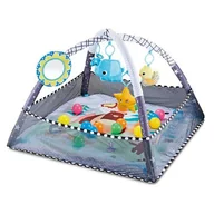 Maty edukacyjne - DUŻA MATA EDUKACYJNA MIĘKKA INTERAKTYWNA DLA NIEMOWLAKA 2W1 SZARA + PIŁKI - miniaturka - grafika 1