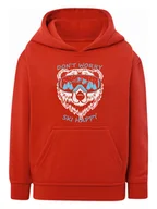 Bluzy dla chłopców - Chłopięca bluza z kapturem nadruk misia w goglach czerwona Tup Tup - miniaturka - grafika 1