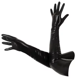 Odzież erotyczna - Lateksowe rękawiczki czarne M - grafika 1