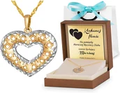 Zestawy biżuterii dla kobiet - Złoty Komplet 333 Łańcuszek z Zawieszką Ażurowe Serce Grawer - miniaturka - grafika 1