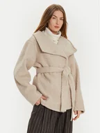 Płaszcze damskie - Gina Tricot Płaszcz zimowy 24039 Beżowy Oversize - miniaturka - grafika 1