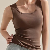 Bluzki damskie - TEMU Nowość 2024, Jednokolorowa Kamizelka Bez Rękawów dla Kobiet, Koreański Styl Luźny Krótki Top, Wszechstronna Odzież Zewnętrzna, Prosta Koszulka - miniaturka - grafika 1