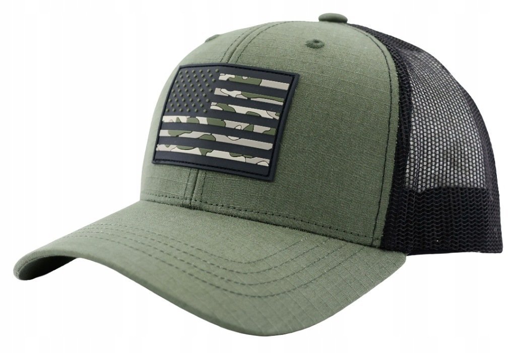Czapka daszkiem męska młodzieżowa Flaga USA Gumowa Naszywka 55-60cm Trucker