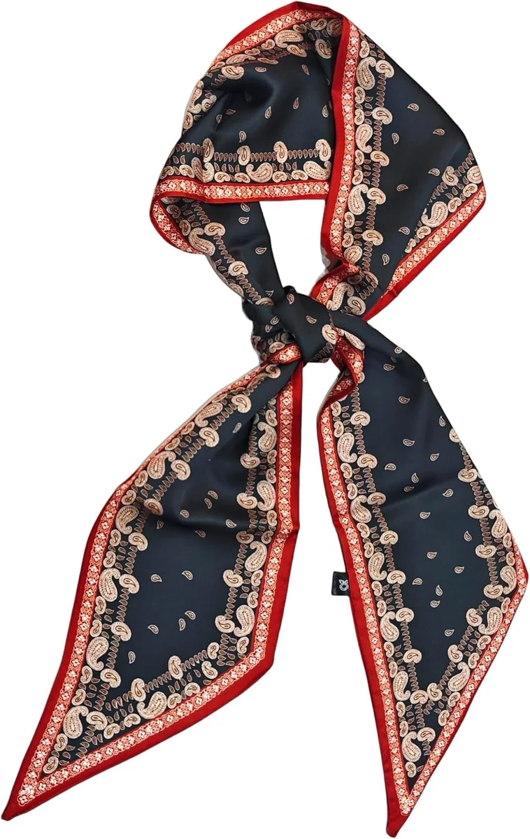 SZALIK JEDWABNY SATYNOWY 148 CM DWUWARSTWOWY KRAWAT APASZKA MODNY ELEGANCJA
