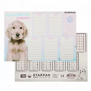 Plan lekcji z tabliczką mnożenia A5 Cuties Pieski STARPAK 536136 - Szkolne artykuły papiernicze - miniaturka - grafika 1