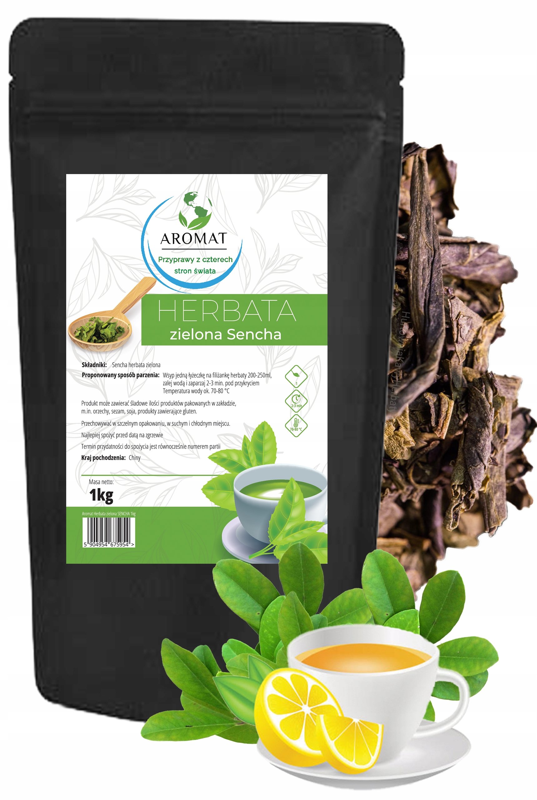 Herbata Zielona Sencha 1G Chińska Liściasta Zdrowa Smaczna 1000G