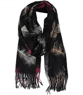 Apaszki i szaliki damskie - Szal szalik Chusta frędzle ciepły roślinny wzór miękki gładki 180x70 cm - miniaturka - grafika 1