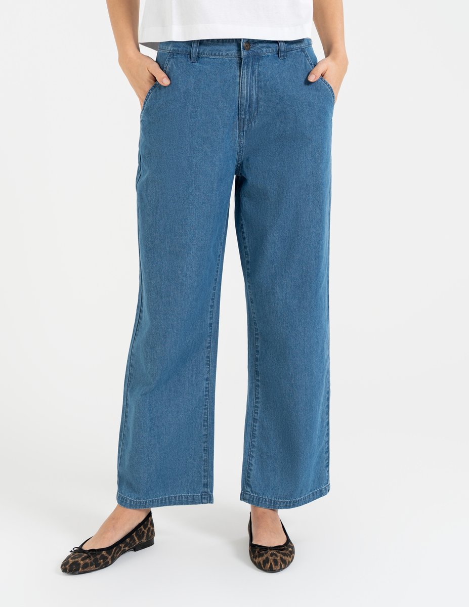 SPODNIE DAMSKIE Jeansowe Prosta Nogawka Casual Wysoki Stan MORAJ r. 36