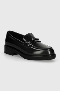 Calvin Klein mokasyny skórzane LOAFER W/M BAR SAFF LTH damskie kolor czarny na platformie HW0HW02076 - Mokasyny damskie - miniaturka - grafika 1