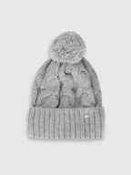 Czapki damskie - 4F Czapka zimowa z dodatkiem wełny damska - szara S - miniaturka - grafika 1