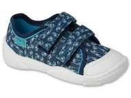 Buty dla chłopców - Trampki kapcie dziecięce chłopięce na rzepy granatowe Befado 907P158-20 - miniaturka - grafika 1