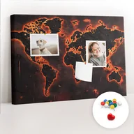Tablice i flipcharty - Szkolna Tablica korkowa 60x40 cm, Kolorowe Pinezki, wzór Mapa świata - miniaturka - grafika 1