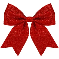 Ozdoby bożonarodzeniowe - Kokardka na choinkę 20 cm brokatowa ozdoba świąteczna zawieszka czerwona - miniaturka - grafika 1