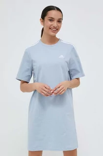 Sukienki - adidas sukienka bawełniana kolor niebieski mini prosta - grafika 1