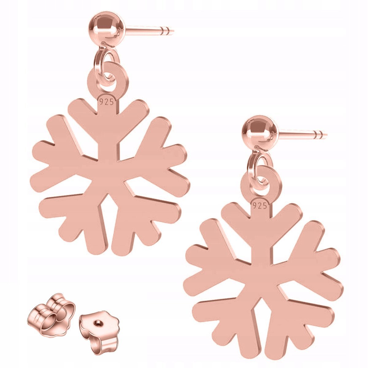 Kolczyki Pozłacane Płatki Śniegu Zima Śnieżynki Śnieżki Śnieg SREBRO 925