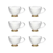 Filiżanki - Zestaw 6X Filiżanka Szklana Barrel Kropki Ze Złotą Nóżką 0,36 L Homla - miniaturka - grafika 1