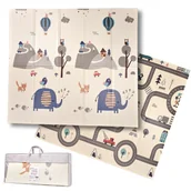 Maty edukacyjne - Mata edukacyjna piankowa dwustronna składana słonie las 180 x 200 cm - miniaturka - grafika 1