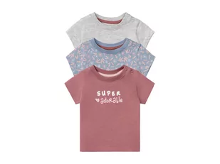 LUPILU LUPILU T-shirt niemowlęcy z biobawełny, 3 sztuki (62/68, Różowy/ niebieski/ szary) - Bluzki dla niemowląt - miniaturka - grafika 1