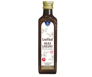 LenVitol OLEJ LNIANY 500ml tłoczony na zimno OLEOFARM - Olej spożywczy - miniaturka - grafika 1