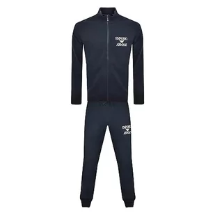 Emporio Armani Męska bluza zapinana na zamek Iconic Terry Sweater+spodnie (2 sztuki), morski, M - Bluzy męskie - miniaturka - grafika 1