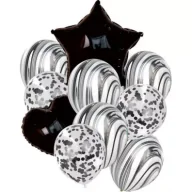 Balony i akcesoria - Zestaw balonów Czarna gwiazdka czarne serce 11el - miniaturka - grafika 1