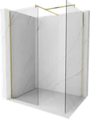 Ścianki i drzwi prysznicowe - Mexen Kioto ścianka prysznicowa Walk-in 130 x 90 cm, transparent, złota szczotkowana - 800-130-202-55-00-090 - miniaturka - grafika 1