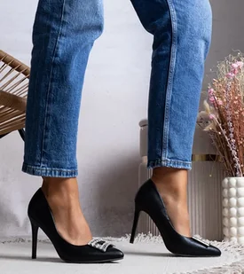 Czarne błyszczące szpilki Tyson -38 - Półbuty damskie - miniaturka - grafika 1