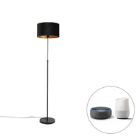 Lampy stojące - QAZQA Inteligentna lampa podłogowa czarna z welurowym abażurem 35 cm z Wifi A60 - Parte - miniaturka - grafika 1