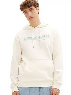 Męska bluza z kapturem TOM TAILOR Denim z nadrukowanym logo, 10338-Miękki jasny beż, XL - Bluzy męskie - miniaturka - grafika 1