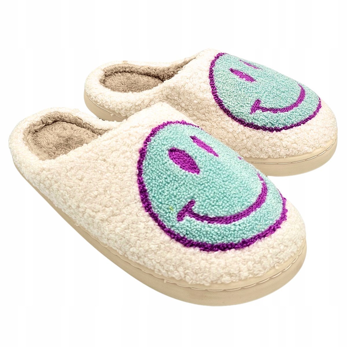 Kapcie Damskie Ciepłe Pantofle Domowe Bambosze Minka Smiley r. 37-38