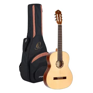 Ortega Guitars 6 strun seria rodzinna pełnowymiarowa nylonowa gitara klasyczna z torbą, po prawej stronie, świerk górny - naturalny połysk (R121G) - Gitary klasyczne - miniaturka - grafika 1