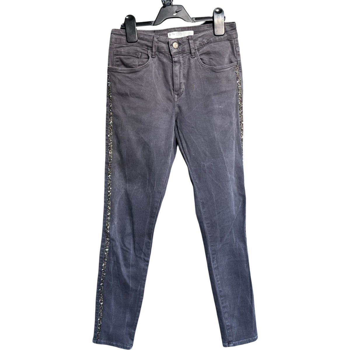 Zara Damskie Spodnie Wygodne Jeansowe Dżinsowe Stylowe Szare 38