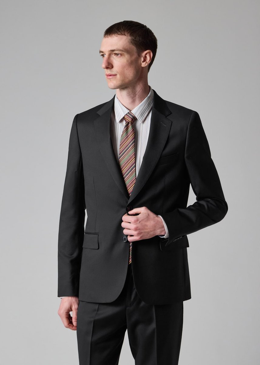 PAUL SMITH MĘSKA CZARNA MARYNARKA SLIM Z GŁADKIEGO MATERIAŁU 40 FTA