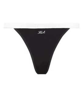 Majtki damskie - KARL LAGERFELD Kobiety Satynowe Figi Tanga Karl Signature, Czarny, L - grafika 1