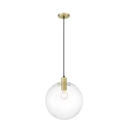 Lampy sufitowe - Lampa wisząca Puerto L z przezroczystym szklanym kloszem i eleganckimi złotymi akcentami - miniaturka - grafika 1
