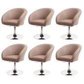 Krzesła - Zestaw 6 krzeseł do jadalni HWC-F19, krzesło kuchenne obrotowe krzesło do salonu, obrotowe z regulacją wysokości ~ sztuczna skóra taupe - miniaturka - grafika 1