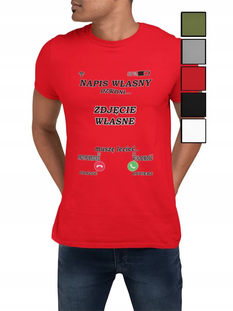 Koszulka T-Shirt Męska Prezent Dla Niego Walentynki Napis Własny Sms - M