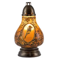 Lampiony i znicze - Znicz witraż Karafa kalia 36 cm złoto-czarna - miniaturka - grafika 1