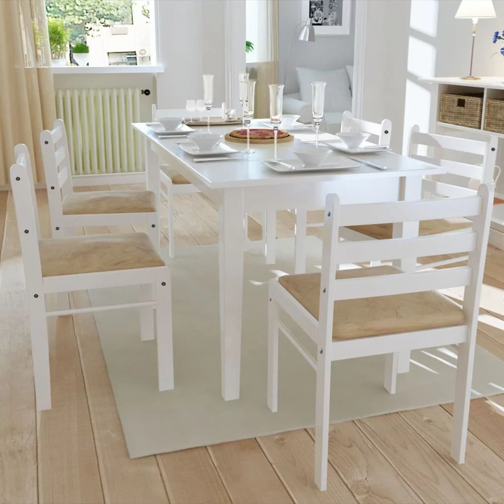 vidaXL 6 drewnianych, kwadratowych krzese do jadalni w kolorze biaym