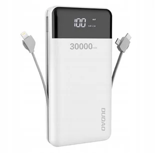 Dudao K1Max powerbank 30000mAh z wbudowanymi kablami biały - Powerbanki - miniaturka - grafika 1