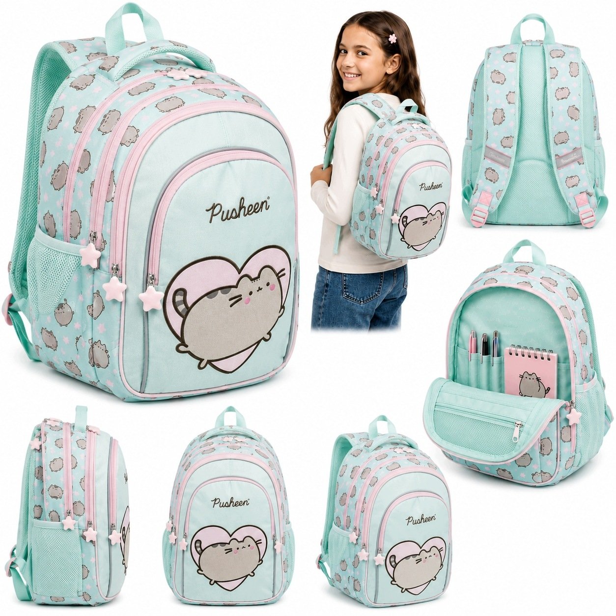 Plecak Szkolny Tornister Dla Dziewczynki Pusheen Kot Kotek Do Klasy 1 3 XXL