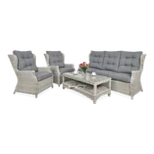 Meble ogrodowe - Zestaw mebli ogrodowych FOCUS GARDEN Trivento III White Grey, jasnoszary, 4-elementowy - miniaturka - grafika 1