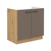 Szafki kuchenne - Szafka Pod Zlewozmywak 2 Drzwi 80ZL 2F Bolonia Stolarz Lempert Truffle Grey, Dąb Artisan - miniaturka - grafika 1
