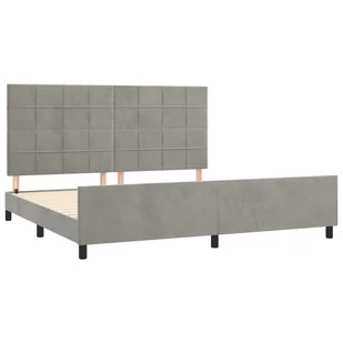 Lumarko Rama łóżka z zagłówkiem, jasnoszara, 200x200 cm, aksamitna - Łóżka - miniaturka - grafika 5